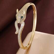 1pc Animal Mouth Biting Tail Design Cubic Zirconia Inlaid Women's Bracelet - Multicolor - View 3