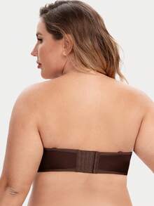 MELENECA Sujetador sin tirantes para mujer para busto grande, con efecto alisante en la espalda, de talla grande con aros - Café integral - Ver 2
