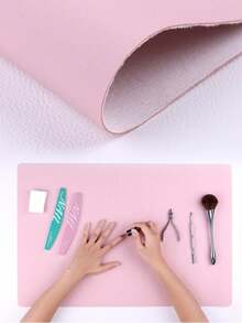 1pc Waterproof Nail Art Desk Mat, Soft Microfiber PU Leather Material, Reusable And Foldable, Suitable For Nail Salon And Home Use, Nail Art Supplies - Multicolor - View 5