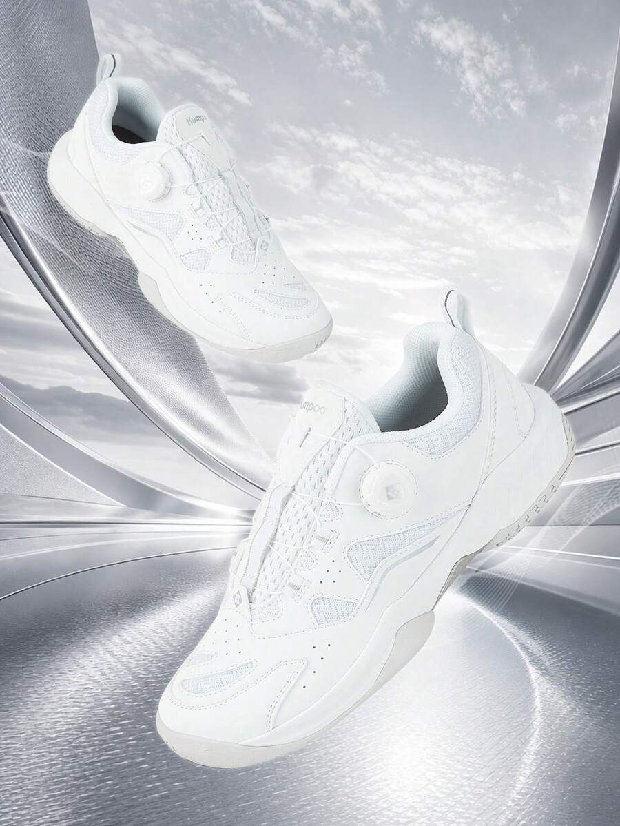 KUMPOO Training Sports Shoes Women'S Low Top Rotating Button / Anti-Slip & Shock Absorption / Lightweight Badminton Daily Wear Shoes/KH-D66 - White - View 1