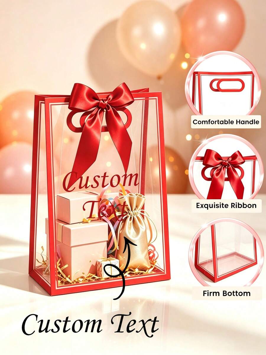 Tas Hadiah Nama yang Dipersonalisasi dengan Pita, Tas Hadiah Ucapan Terima Kasih, Ulang Tahun, Pernikahan, Lamaran Pengiring Pengantin, Suvenir Pesta Pernikahan, Kemasan Hadiah Dekoratif Kustom - MultiWarna - View 1