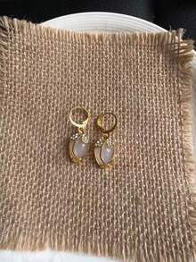 2pcs Creative Tulip Shaped Earrings With Faux Opal, Cute Earrings For Girls - Random - Gold - View 6