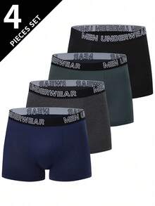 4pcs/Pack Teen Boys' Boxer Briefs, Mid-Rise Trunks For Boys Aged 12-18 Years Old - Multicolor - View 1