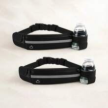 Kit 2 Pochetes Esportiva Impermeável Celular Acessórios Academia Treino Corrida Caminhada Moderna Bolsa Transversal Cintura Moda Blogueira - Preto - Visão 1