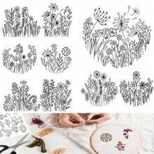LAMYA Vải thêu tan trong nước tự dính cho may tay, vải thêu DIY có mặt sau dính, giấy thêu họa tiết hoa bồ công anh và hoa cúc - 599 - Xem 15