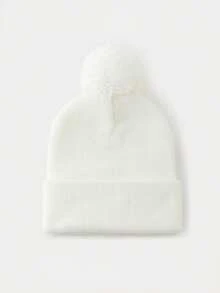 1pc Spring Autumn Winter Unisex Baby Knit Hat, Cute Pom Pom Design, Classic Solid Color, Simple Fashion Versatile, Comfortable Breathable Soft Woolen Hat, Outdoor Warm Baby Hat - Multicolor - View 14