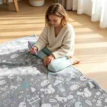 100x140cm/DIY Interactive Handmade Creative Painting DIY Doodle Blanket Black And White Hand-Drawn Coloring Sofa Nap Throw Blanket - Multicolor - View 2
