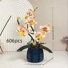 500+Pcs Assorted Building Block Flowers, Magnolia Bouquet, Exquisite Building Block Flower Set, Realistic Floral Arrangement, 500+Pcs Bagged, DIY Indoor Decor Ornament, Everlasting Flowers, Suitable For Warm And Romantic Bouquet - Three-color Building Block Vase - View 14