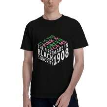 Women's Black T Shirt With Pink And Green Sorority Design Casual Wear For Spring And Summer - 款式 - 查看 3