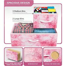 Kids Dresser With 5 Drawers - Storage Chest Organizer Unit With Steel Frame, Wood Top, Easy Pull Fabric Bins - Long Wide TV Stand For Bedroom Furniture, Hallway, Closet & Office Organization - Tie-dye Pink - View 5