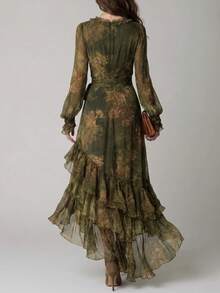 Women Long Dresses - Dark Green - View 5