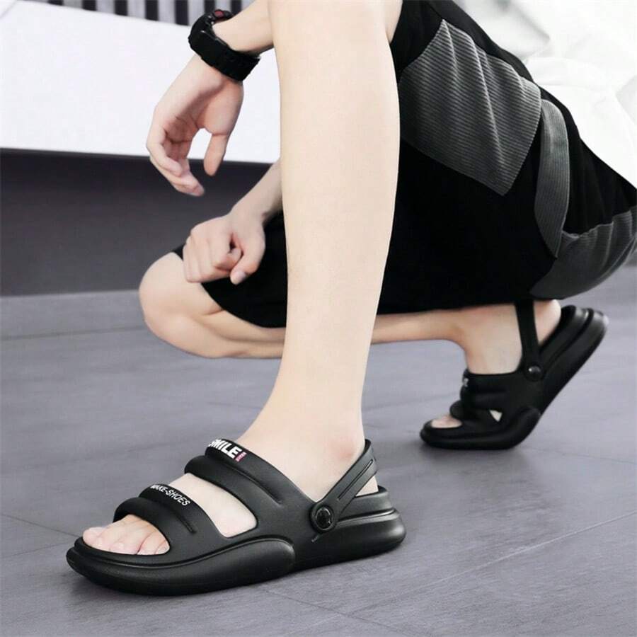 EVA Soft Cushion Couple Sandals, Lightweight Odor-Free Slippers For Men And Women, Home Bathroom Outdoor Versatile Slides - Black - View 1