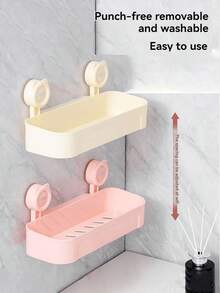 1 Suction Cup Storage Rack, Bathroom Toiletries Counter, Holeless Wall Hanging Rack, Cosmetics Storage Rack, Kitchen Draining Rack, Storage Rack. 2 Colors Available - A - View 3