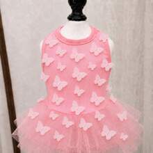 1pc Handmade 3D Butterfly Princess Tutu Dress For Cat, Happy Puppy Costume For Play - Pink - View 5