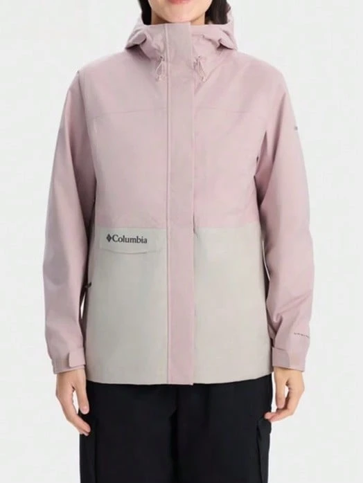 Columbia New Waterproof Outdoor Women's Sports Jacket Hooded Casual Coat - Pink/Off-white - View 1