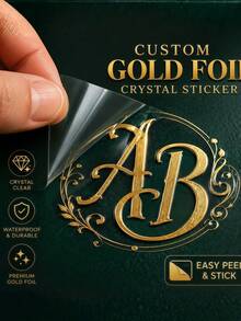 Custom Gold Foil UV DTF Stickers, Metallic Gold & Silver Heat Transfer Decals, Personalized Wedding Logo Labels, Transparent Waterproof Packaging Stickers, Suitable For Gift Boxes, Invitations, Party Supplies, Handmade Crafts, Candle Packaging, DIY Projects, Small Business Branding - Multicolor - View 9