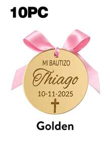 Personalized Baptism Gift Tags, Customized Gold Acrylic Cross Baptism Party Favor Tags, Baby Baptism Party Decoration, Gift Box Labels, Keepsake Charms - Multicolor - View 15
