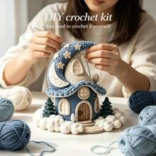 1pc Penguin/Moon House/Christmas Teapot House Crochet Kit (Materials Only, Simple Hand Crochet Required). DIY Kit Suitable For Beginners, Includes Step-By-Step Guide And English Instructions. Ideal Creative Gift For Birthdays And Holidays, Decoration - DIY Crochet Kit - View 1
