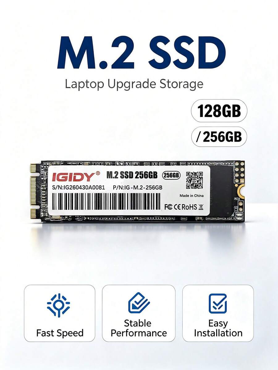 M.2 NGFF SATA SSD 128GB/256GB B&M‑Key Internal Solid State Drive High Speed Storage Disk For Laptop Desktop PC Upgrade