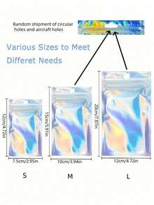 100/50/10pcs Cute Colorful Plastic Self-Sealing Aluminum Foil Bags, Holographic Packaging Bags, Reusable, Suitable For Food Storage, Jewelry Retail, Small Business, Gift Packaging, Christmas - View 6