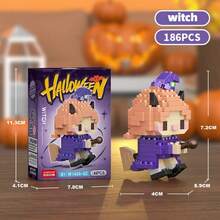 6pcs/Set Halloween Series Micro Particle Building Blocks Toy, ABS Resin Material, Multiple Creative Unique Designs, DIY Handmade Assembly Toy, Educational Stress Relief Puzzle Toy, Desktop Furniture Atmosphere Decor, Suitable For Birthday, Halloween, Christmas, Eid, National Day, Back To School Gifts - Multicolor - View 15