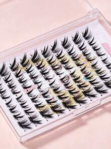 Ayrmilla AYRMILA Glueless Self Adhesive Cluster False Eyelashes, No Glue Required Manga Individual Lashes, Reusable Segmented Fake Eyelash Extensions With Lovely Cartoon Storage Tray For Daily Makeup - C - View 4