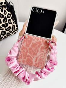 1pc Girls Electroplated Leopard Print Scarf Bracelet Style Smart Phone Case Protective Cover Portable Design Phone Case Protective Cover Compatible With Samsung Galaxy Z Flip8, Galaxy ZFlip 7, Galaxy ZFlip 7FE, Galaxy ZFlip 6, Galaxy ZFlip 5 Back To School Season - Multicolor - View 16
