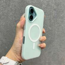 夏季清新色果凍感 2 合 1 磁吸手機殼，相容 iPhone 16 17 16e 17e，磨砂觸感防摔硬殼，相容 iPhone 15 14 13 11 16 Pro Max 17 Pro Max 12 - 淡青色 - 查看 8