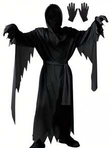 Adult Grim Reaper Halloween Costume, Suitable For Scream Party, Easter Ball, Horror Performance, Unisex Jumpsuit - Multicolor - View 11