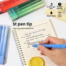 14pcs Gradient Style Retractable Gel Pens/Ins Style /Gradient Retro Student Study Pens/0.5 Black/(Includes 4 Pens + 10 Refills) - Gradient Style - View 4