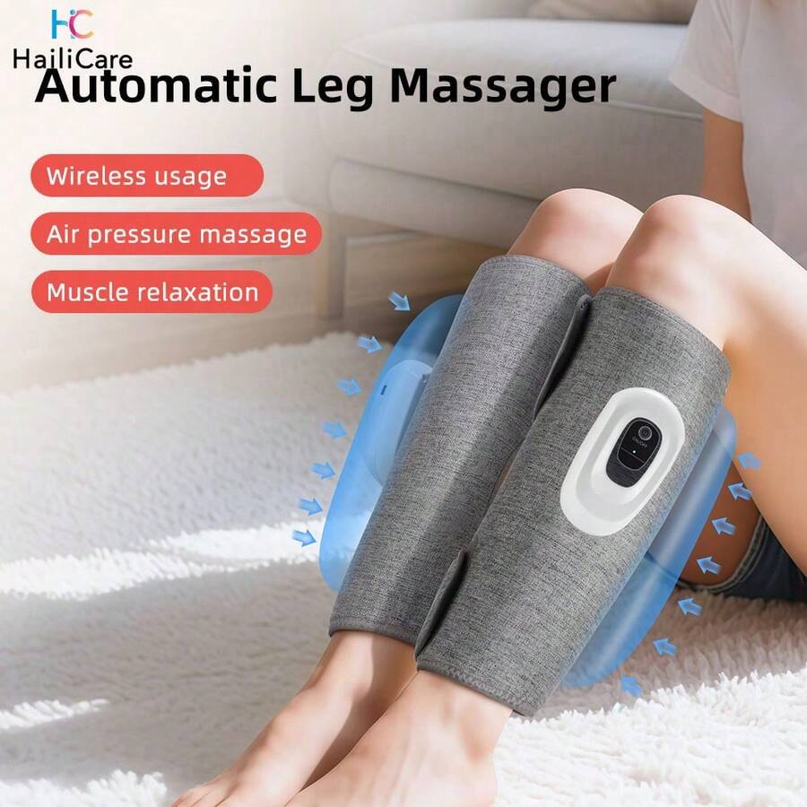 Hailicare Fully Automatic Electric Calf Massager, 3-Mode Air Compression Airbag Leg Sleeve, Relieves Muscle Soreness, Shapes Legs, USB Rechargeable, Ideal Holiday Gift - Grey - View 1