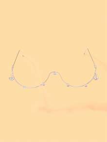 1pc Heart Pendant Eyeglass Frame, Minimalist Street Style Geometric Frame Glasses - Love - View 3