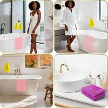 3 Pieces African Bath Sponge African Net Long Net Bath Sponge Exfoliating Shower Body Scrubber Back Scrubber Skin Smoother,Great For Daily Use (Pink,Yellow,Purple) - Multicolor - View 6