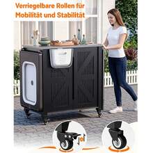 YODOLLA Mobile Outdoor Kitchen Cart Made Of Stainless Steel With Sink, Storage, And Work Surface For The Terrace. - Black - View 5
