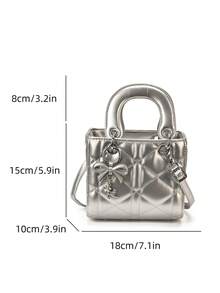 FEISTURE Women's Quilted Solid Color Handbag, Fashionable Shoulder Crossbody Bag With Bow Pendant, Suitable For Ladies, Work, School, Purse, Casual - Multicolor - View 15