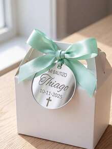 Personalized Baptism Gift Tags, Customized Gold Acrylic Cross Baptism Party Favor Tags, Baby Baptism Party Decoration, Gift Box Labels, Keepsake Charms - Multicolor - View 3