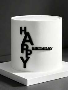 1/2/3/4pcs Fashionable Minimalist Black "Happy Birthday" Cake Toppers, Acrylic Cake Decorations - View 1