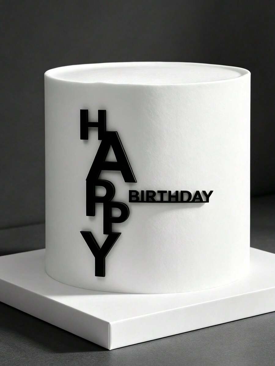 1/2/3/4pcs Fashionable Minimalist Black "Happy Birthday" Cake Toppers, Acrylic Cake Decorations - View 1