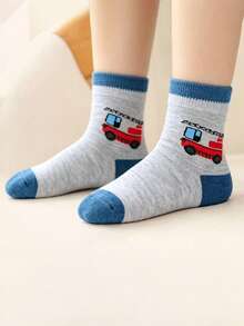 5 Pairs Cute Cartoon Car Pattern Breathable Odor-Resistant Children's Socks, Suitable For Spring, Summer, And Autumn - Multicolor - View 6