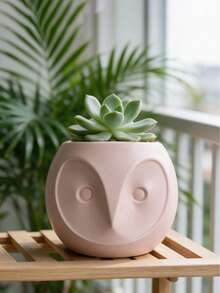 3D Printed Cute Owl Shaped Flower Pot, Black White Pink Multicolor Round Small Planter, Artistic Cartoon Succulent Pot Container, Office Bedroom Desktop Greenery Decor, Creative Home Decoration Flower Bowl - Multicolor - View 5