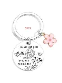 5PCS I Love You Aunt Portable Memorial Pendant, Creative Heartfelt Birthday Gift For Aunt - Silver - View 10