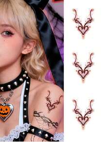 Tattoo Stickers, 3sheets/Set, Halloween Dark Style 12 Zodiac Signs Temporary Tattoos, Easy To Apply And Remove, Gradient Vein Pattern Halloween Costume Stickers, Suitable For Couples, Ideal Gift. - Brown - View 23