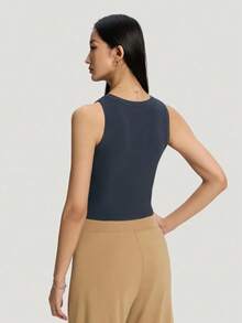 Adidas Summer Casual Solid Color Cropped Sports Tank Top KX0308 - Navy Blue - View 3