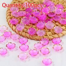 100pcs Acrylic Dual-Color Gold Foil Flower Beads, Acrylic Loose Beads For Jewelry Making - Two-tone Flower Bead - View 10