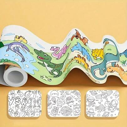 1pc 3m Graffiti Drawing Paper Roll, Drawing Scroll, DIY Painting, Develop Imagination Drawing Tool, Painting Birthday Gift, Random Pattern, Halloween, Thanksgiving And Christmas Gift, Ideal New Year Gift, Creative Graffiti And Painting Scroll, Back To School Supplies, Back To School Season