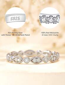 Moissanite Wedding Band Wedding Rings For Women Evil Eye Shaped 925 Sterling Silver Rings With 18K Gold Plated Eternity Stackable Engagement Ring - Yellow - View 9
