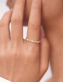Moissanite Wedding Band Wedding Rings For Women Evil Eye Shaped 925 Sterling Silver Rings With 18K Gold Plated Eternity Stackable Engagement Ring - Yellow - View 8