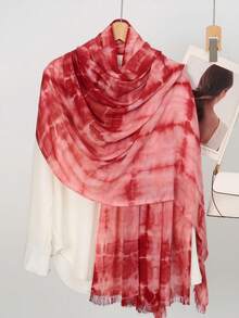 1pc Tie-Dye Fashion Scarf, Women's Muslim Hijab, Lightweight & Breathable, Elegant Outerwear, Beach Sun Protection Shawl - Multicolor - View 21