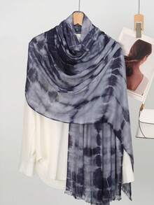 1pc Tie-Dye Fashion Scarf, Women's Muslim Hijab, Lightweight & Breathable, Elegant Outerwear, Beach Sun Protection Shawl - Multicolor - View 4