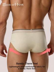 Norcotton 1PC Solid Color Triangle Briefs, Pure Cotton Low Waist Boys Underwear - Apricot - View 2